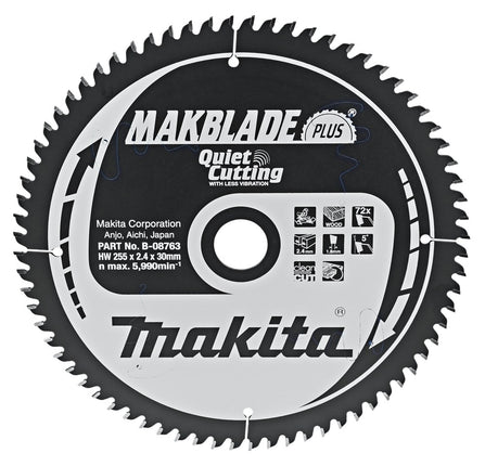 Afbeelding Makita zaagb q c 255x30x2,4 72t 5g B-08763