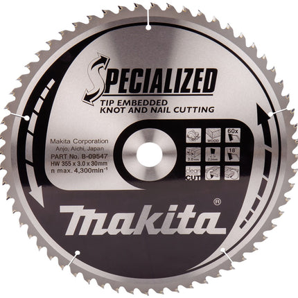 Afbeelding Makita zaagb tipe 355x30x3,0 60t 18g B-09547