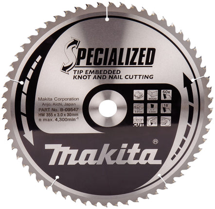 Afbeelding Makita zaagb tipe 355x30x3,0 60t 18g B-09547