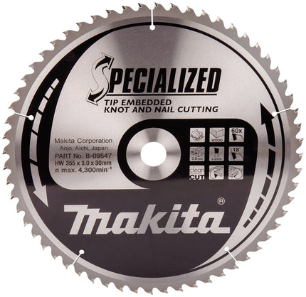 Afbeelding Makita zaagb tipe 355x30x3,0 60t 18g B-09547