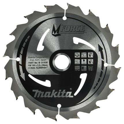 Afbeelding Makita zaagb mforce 165x20x2,0 16t15g B-31930