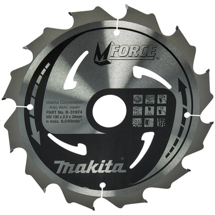 Afbeelding Makita zaagb mforce 190x30x2,0 12t15g B-31974