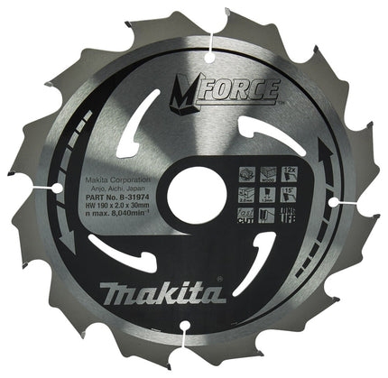Afbeelding Makita zaagb mforce 190x30x2,0 12t15g B-31974