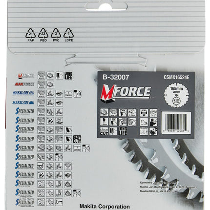 Afbeelding Makita zaagb mforce 165x20x2,0 24t15g B-32007