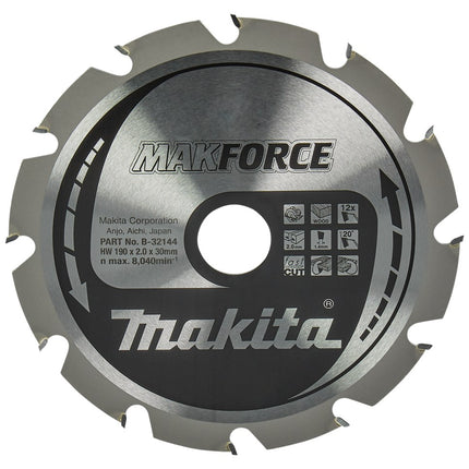 Afbeelding Makita zaagb hout 190x30x2,0 12t 20g B-32144