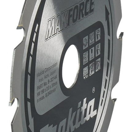 Afbeelding Makita zaagb hout 190x30x2,0 12t 20g B-32144