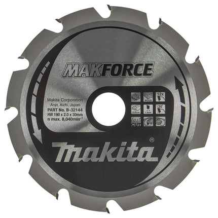 Afbeelding Makita zaagb hout 190x30x2,0 12t 20g B-32144