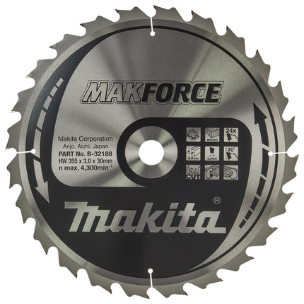 Afbeelding Makita zaagb hout 355x30x3,0 24t 20g B-32188
