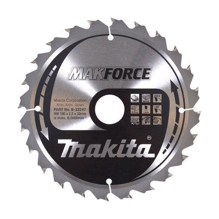 Afbeelding Makita zaagb hout 190x30x2,2 24t 20g B-32247