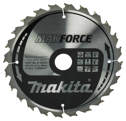 Afbeelding Makita zaagb hout 210x30x2,4 24t 20g B-32253