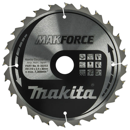 Afbeelding Makita zaagb hout 210x30x2,4 24t 20g B-32253