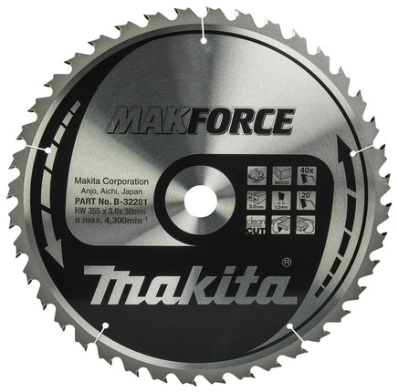 Afbeelding Makita zaagb hout 355x30x3,0 40t 20g B-32281