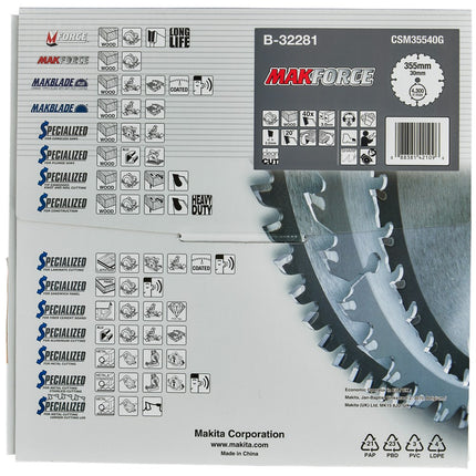 Afbeelding Makita zaagb hout 355x30x3,0 40t 20g B-32281