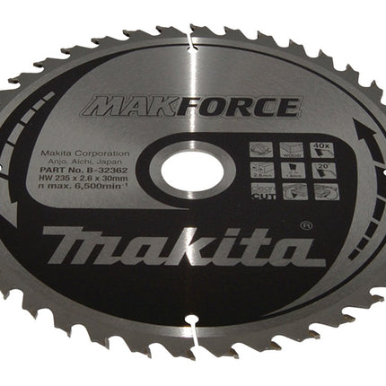 Afbeelding Makita zaagb hout 235x30x2,6 40t 20g B-32362