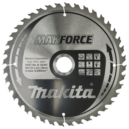 Afbeelding Makita zaagb hout 235x30x2,6 40t 20g B-32362