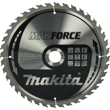 Afbeelding Makita zaagb hout 270x30x2,6 40t 20g B-32378