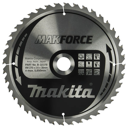 Afbeelding Makita zaagb hout 270x30x2,6 40t 20g B-32378