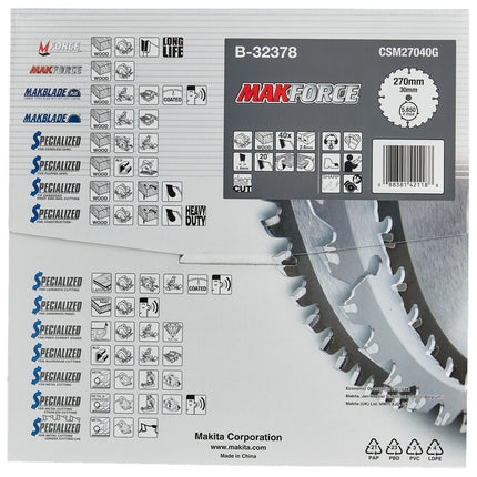 Afbeelding Makita zaagb hout 270x30x2,6 40t 20g B-32378