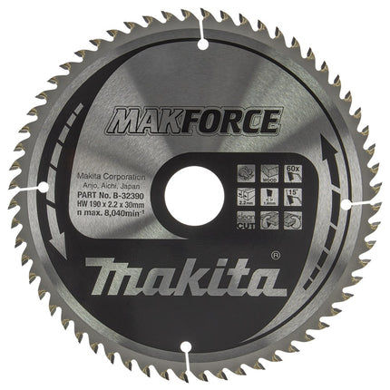 Afbeelding Makita zaagb hout 190x30x2,2 60t 15g B-32390
