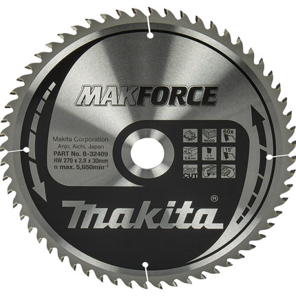 Afbeelding Makita zaagb hout 270x30x2,8 60t 15g B-32409