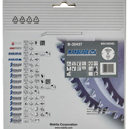 Afbeelding Makita zaagb q c 190x20x2,2 24t 5g B-32437