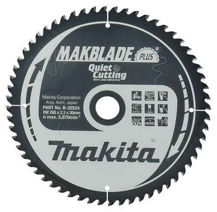 Afbeelding Makita zaagb. 260x30 60t B-32524