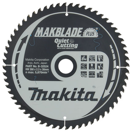 Afbeelding Makita zaagb. 260x30 60t B-32524
