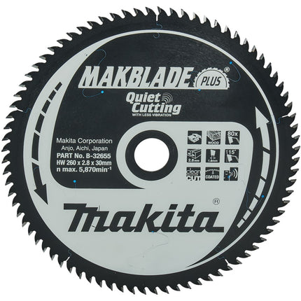 Afbeelding Makita zaagb q c 260x30x2,8 80t 15g B-32655