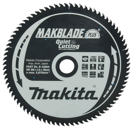 Afbeelding Makita zaagb q c 260x30x2,8 80t 15g B-32655