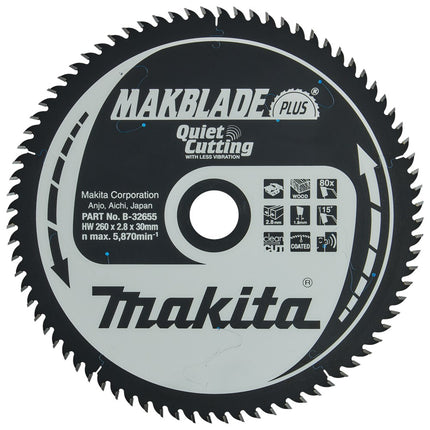 Afbeelding Makita zaagb q c 260x30x2,8 80t 15g B-32655
