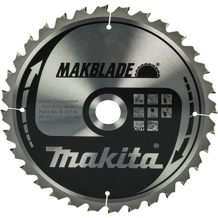 Afbeelding Makita zaagb hout 260x30x2,3 32t 5g B-32736