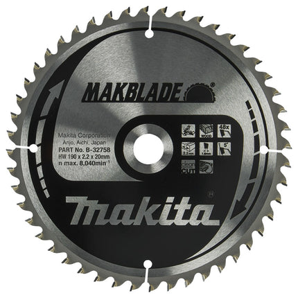 Afbeelding Makita zaagb hout 190x20x2,2 48t 5g B-32758