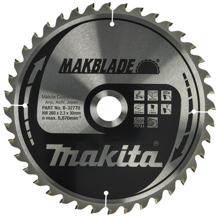 Afbeelding Makita zaagb. 260x30 40t B-32770