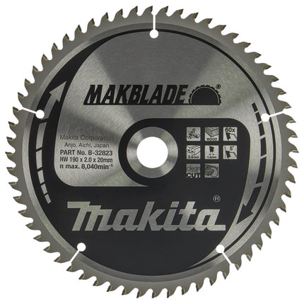 Afbeelding Makita zaagb hout 190x20x2,0 60t 5g B-32823