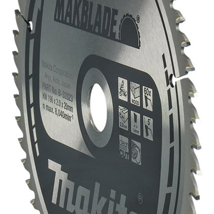 Afbeelding Makita zaagb hout 190x20x2,0 60t 5g B-32823