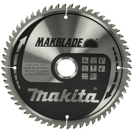 Afbeelding Makita zaagb hout 216x30x2,1 60t B-32839