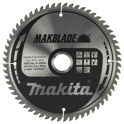 Afbeelding Makita zaagb hout 216x30x2,1 60t B-32839