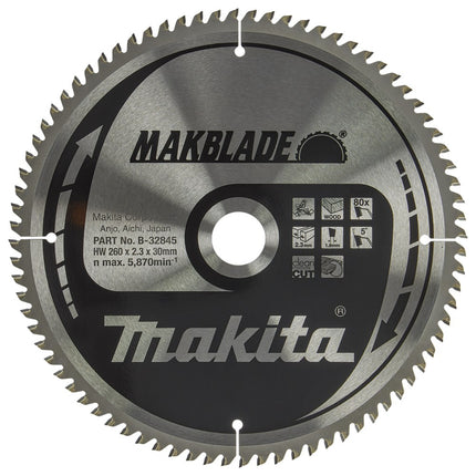 Afbeelding Makita zaagb hout 260x30x2,3 80t 5g B-32845