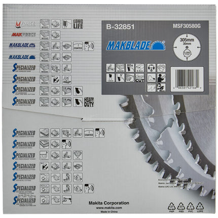 Afbeelding Makita zaagb hout 305x30x2.3 80t 5g B-32851