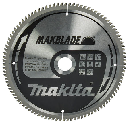 Afbeelding Makita zaagb hout 260x30x2,3 100t 5g B-32873