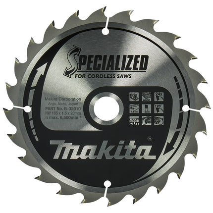 Afbeelding Makita zaagb hout 165x20x1,5 24t 20g B-32910