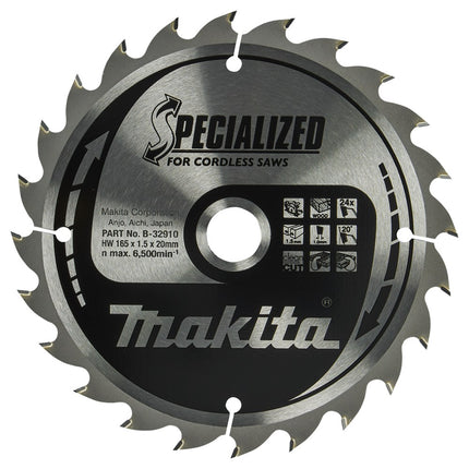 Afbeelding Makita zaagb hout 165x20x1,5 24t 20g B-32910