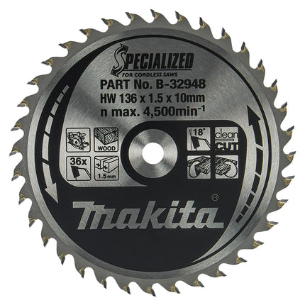 Afbeelding Makita zaagb hout 136x10x1,5 36t 18g B-32948