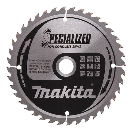 Afbeelding Makita zaagb hout 165x20x1,6 40t 18g B-32960