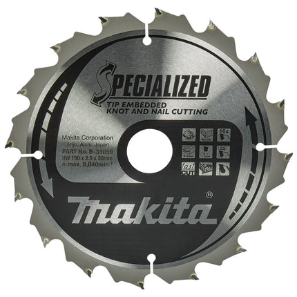 Afbeelding Makita zaagb tipe 190x30x2,016t 23g B-33059
