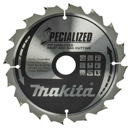 Afbeelding Makita zaagb tipe 190x30x2,016t 23g B-33059