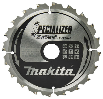 Afbeelding Makita zaagb tipe 185x30x2,0 20t 25g B-33102