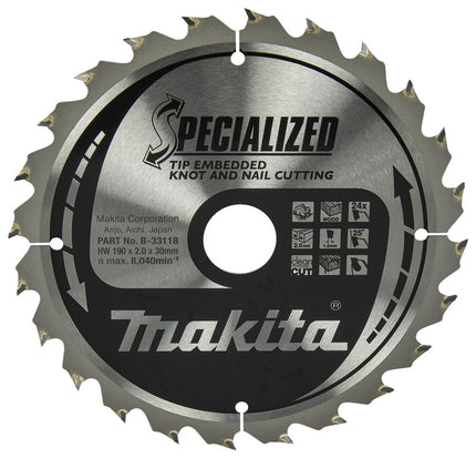 Afbeelding Makita zaagb tipe 190x30x2,0 24t 23g B-33118