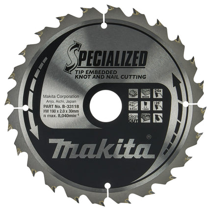 Afbeelding Makita zaagb tipe 190x30x2,0 24t 23g B-33118