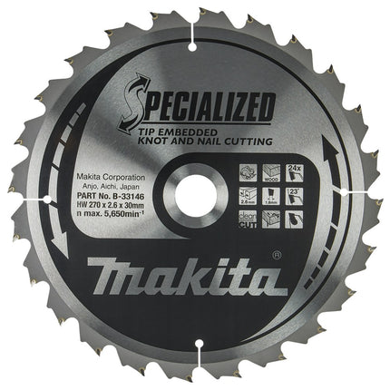 Afbeelding Makita zaagb tipe 270x30x2,6 24t 23g B-33146